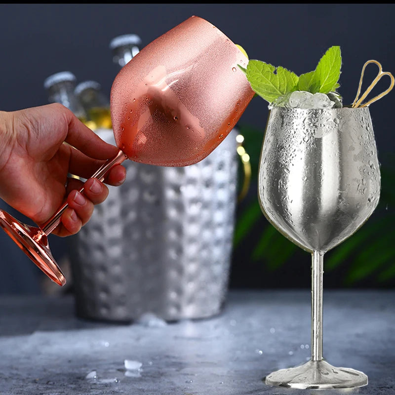 2Pcs Metal Wine Glasses