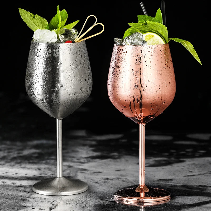 2Pcs Metal Wine Glasses