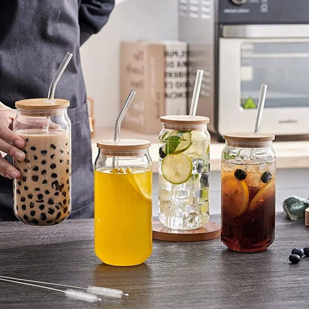 Glass Cup with Lids