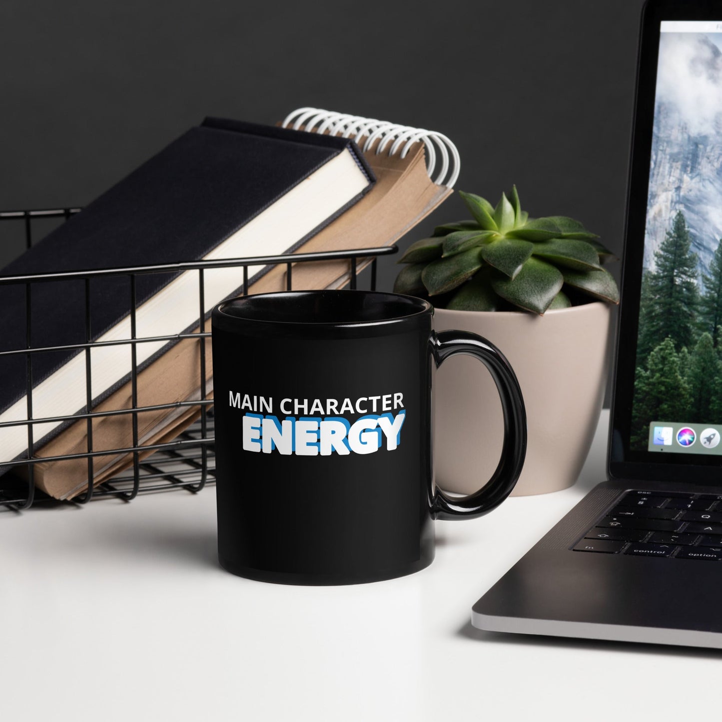 MAIN CHARACTER-Black Glossy Mug for Stylish, durable & ceramic mug with a glossy black finish