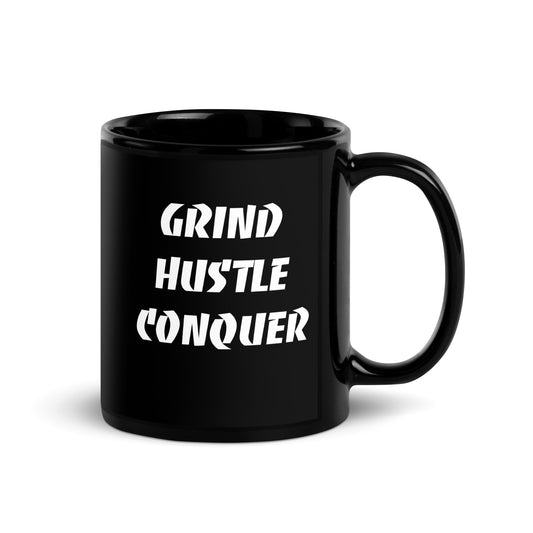 Hustle- Black Glossy Mug