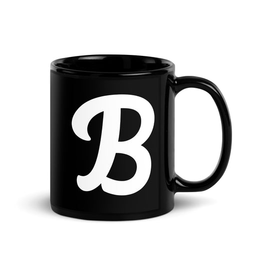 Initial B Black Glossy Mug