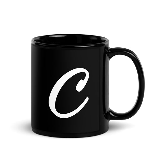 Initial C -Black Glossy Mug